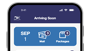 A phone displaying the Informed Delivery Mobile app.